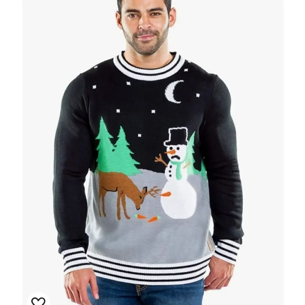 Tipsy Elves XL Ugly Christmas Sweater Carrot Trail Nightmare Reindeer